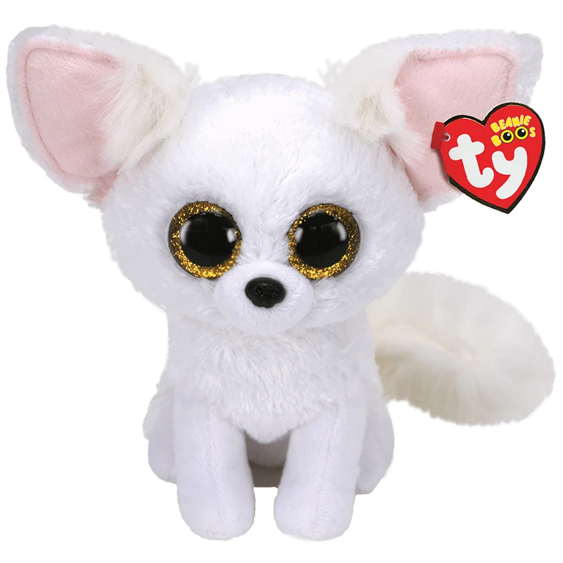 15CM Ty Beanie Phoenix Soft White Fur Big Pink Ears Glitter Eyes Fox Cute Animal Doll Birthday Gift For Girls Stuffed Plush Toys