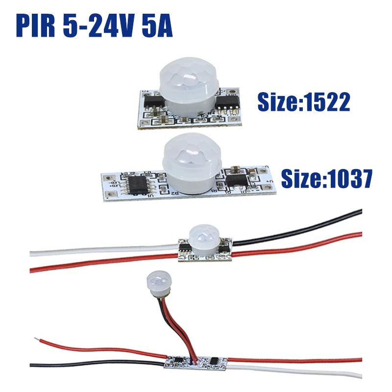 PIR Motion Sensor Switch 5V 12V 24V PIR Motion Sensor DC Movement Detector Activated Timer Automatic Switch ON OFF for LED Strip