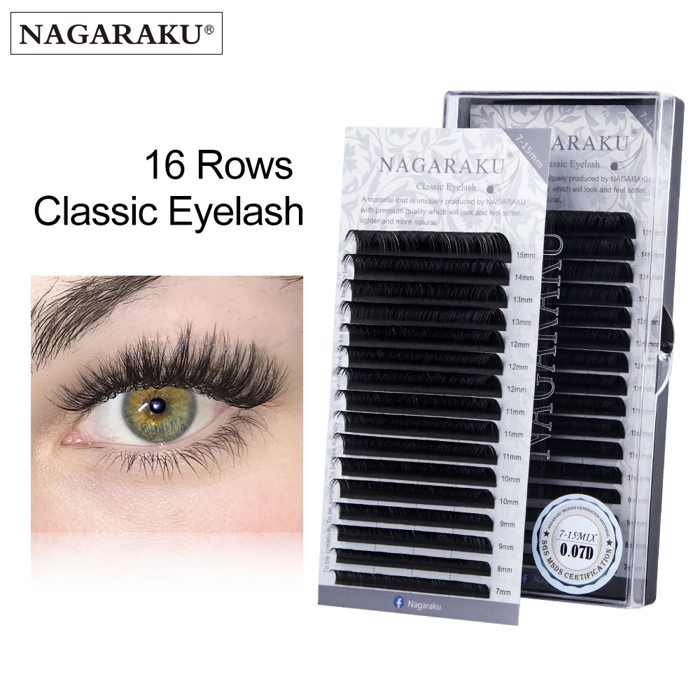NAGARAKU Mix Eyelashes Makeup Maquiagem Individual Eyelash 16 Rows Mix 7-15 Natural Soft Mink Lashes Maquillaje Cilios