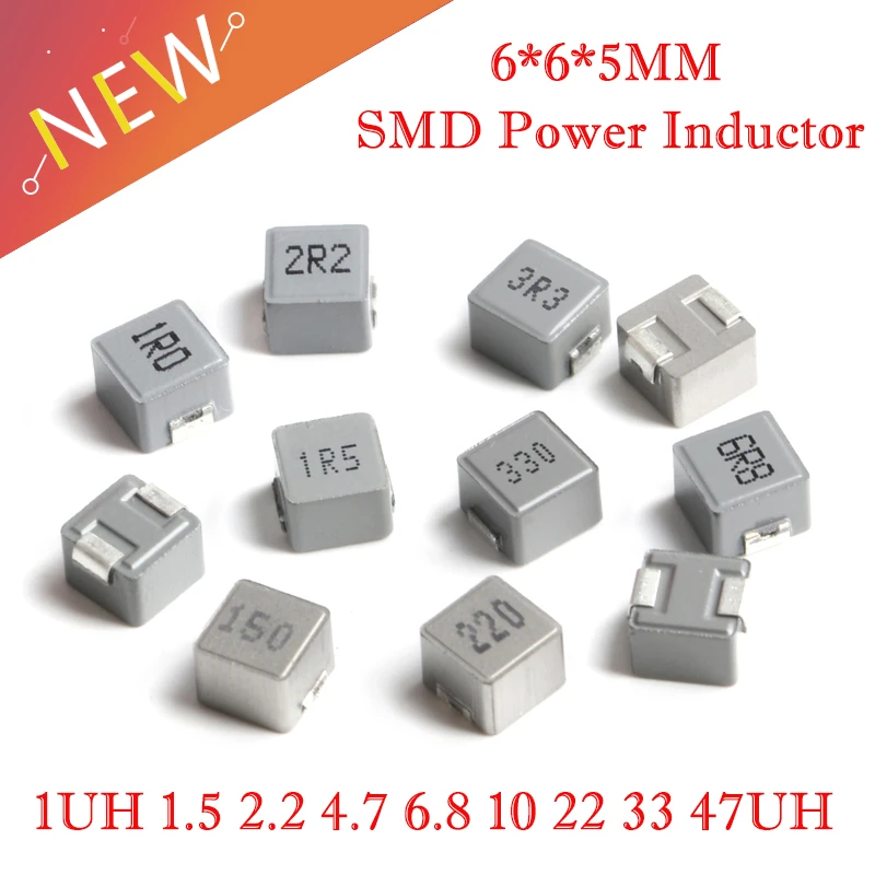 10pcs 0650 Molding Power Choke SMD Power Inductor 1UH 1.5UH 2.2UH 3.3UH 4.7UH 6.8UH 10UH 15UH 22UH 33UH 47UH 6*6*5MM