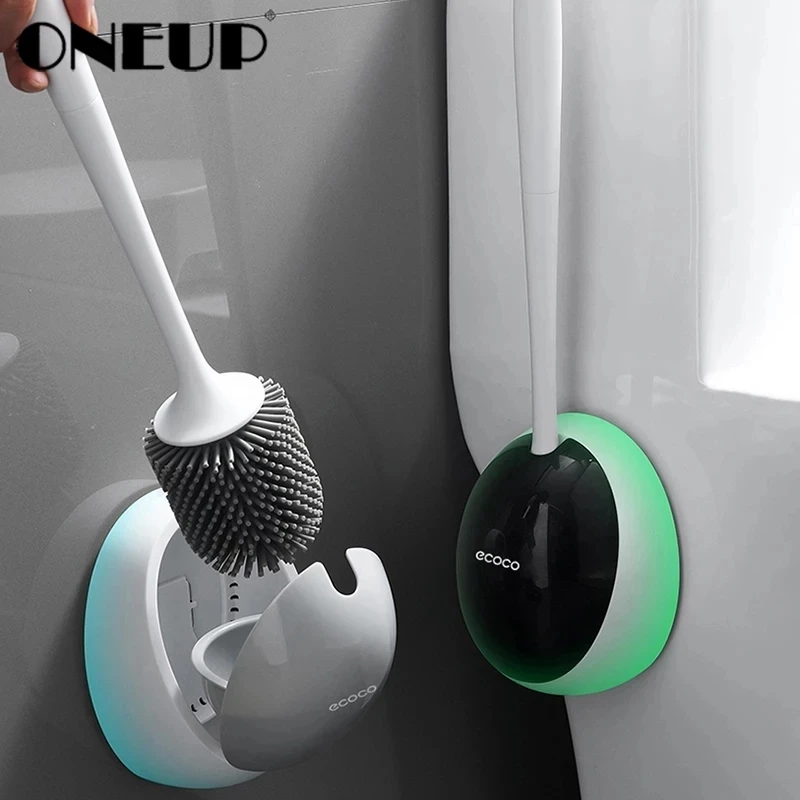 ONEUP TPE Silicone Brush Head Toilet Brush Quick Drain Cleaning Tools for Toilet Wall-Mounted Household WC Bathroom Accessories