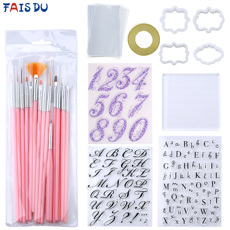 Cake Cookie Decorating Tool Set Letter Alphabet Cookie Cutter Embosser Stamp Fondant Cutter Pastry Tools Accessories