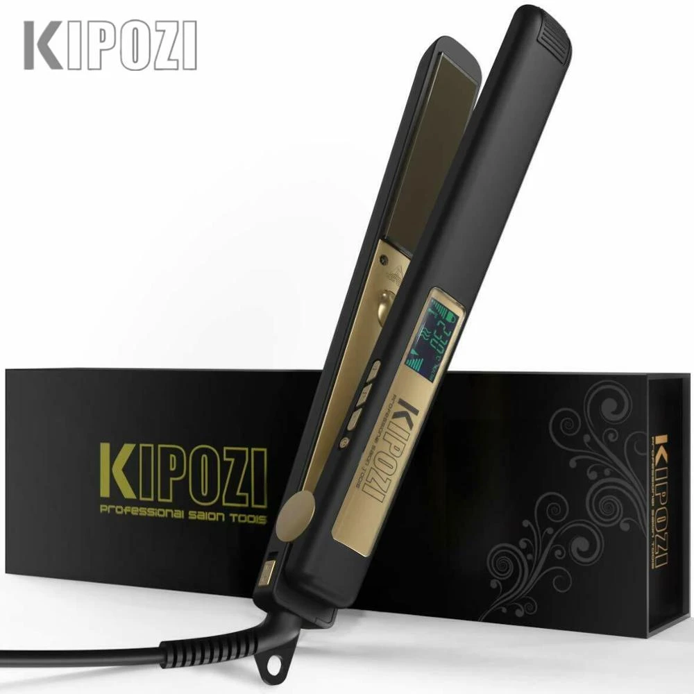 KIPOZI Hair Straightener Professional Titanium Flat Iron Digital LCD Display Flat Iron Comb Hair Curler Beauty Care Curling Iron