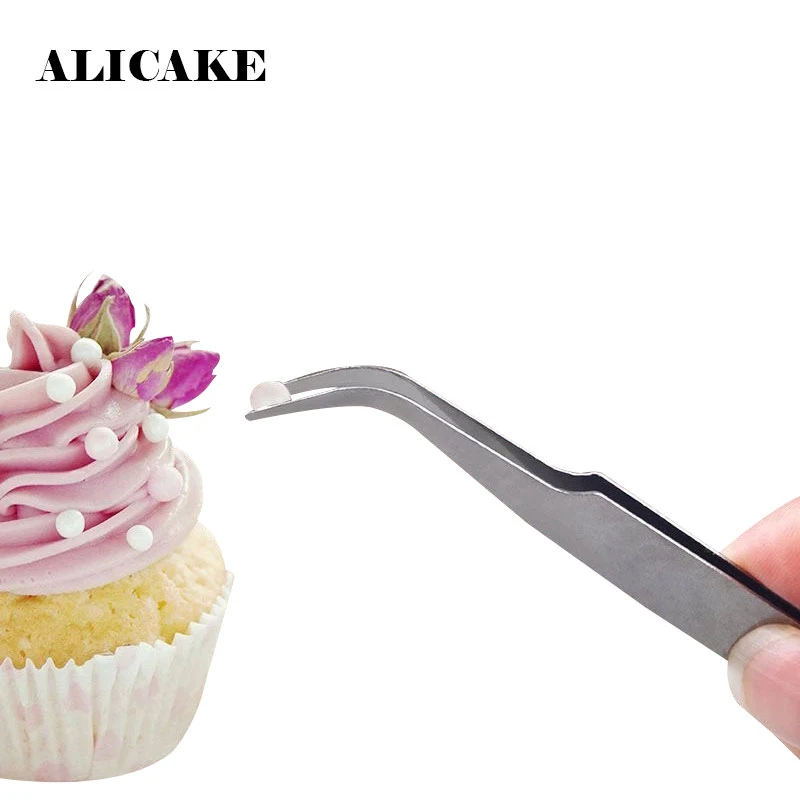 Beads Tweezers Stainless Steel Forceps Clip Candy Sugar Sprinkles Fondant Flower Cake  Decoration Tools Bend Straight Tweezers