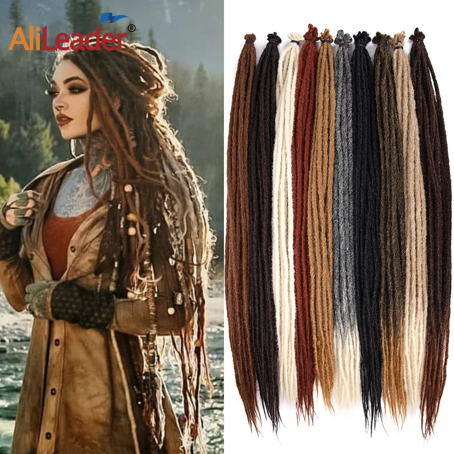 AliLeader 20inch Handmade Dreadlocks Crochet Braid Hair Extensions For Women/Men Pink Blue Ombre Synthetic Crochet Hair 1Root