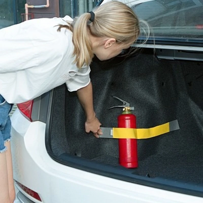 Car Straps Trunk Storage Device Fire Extinguisher Sticker Strong Adhesion Fixed Straps Solid Color Stickers trunk storage device