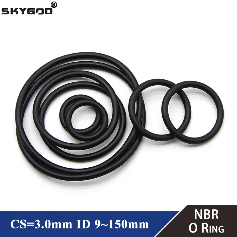10Pcs Black O Ring Gasket CS 3mm OD 9mm ~ 140mm NBR Automobile Nitrile Rubber Round O Type Corrosion Oil Resist Sealing Washer