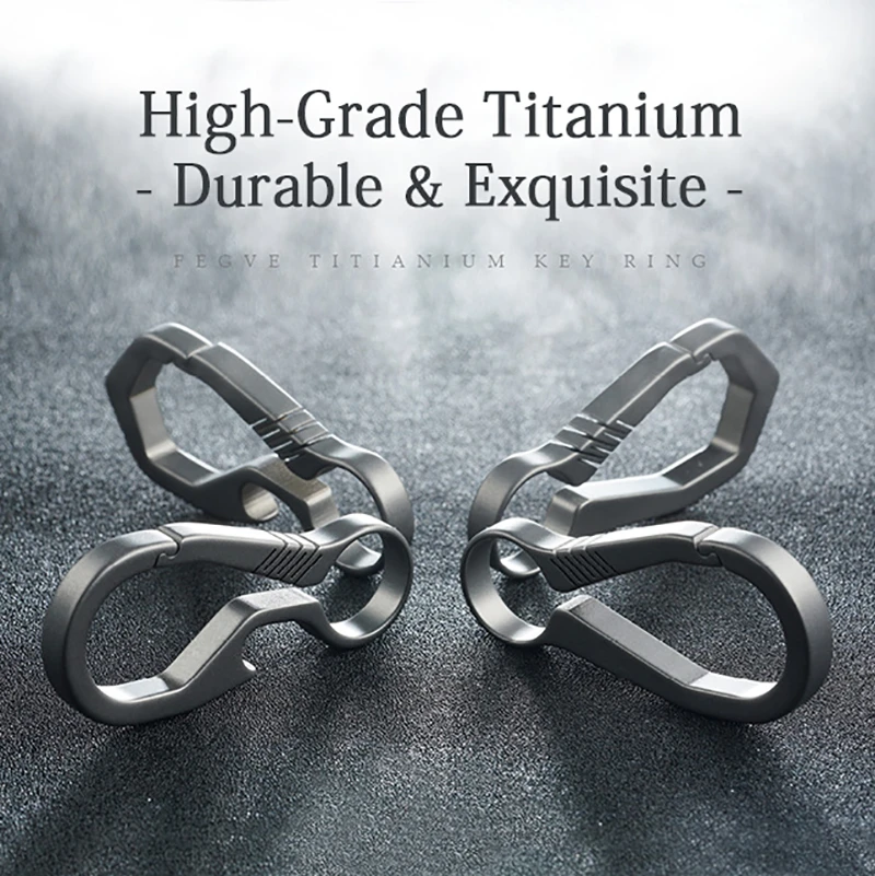 Real Titanium Key Chain Men EDC Lightweight Titanium Keychain Hanging Buckle Key Rings Quickdraw Tool High-Quality Carbine