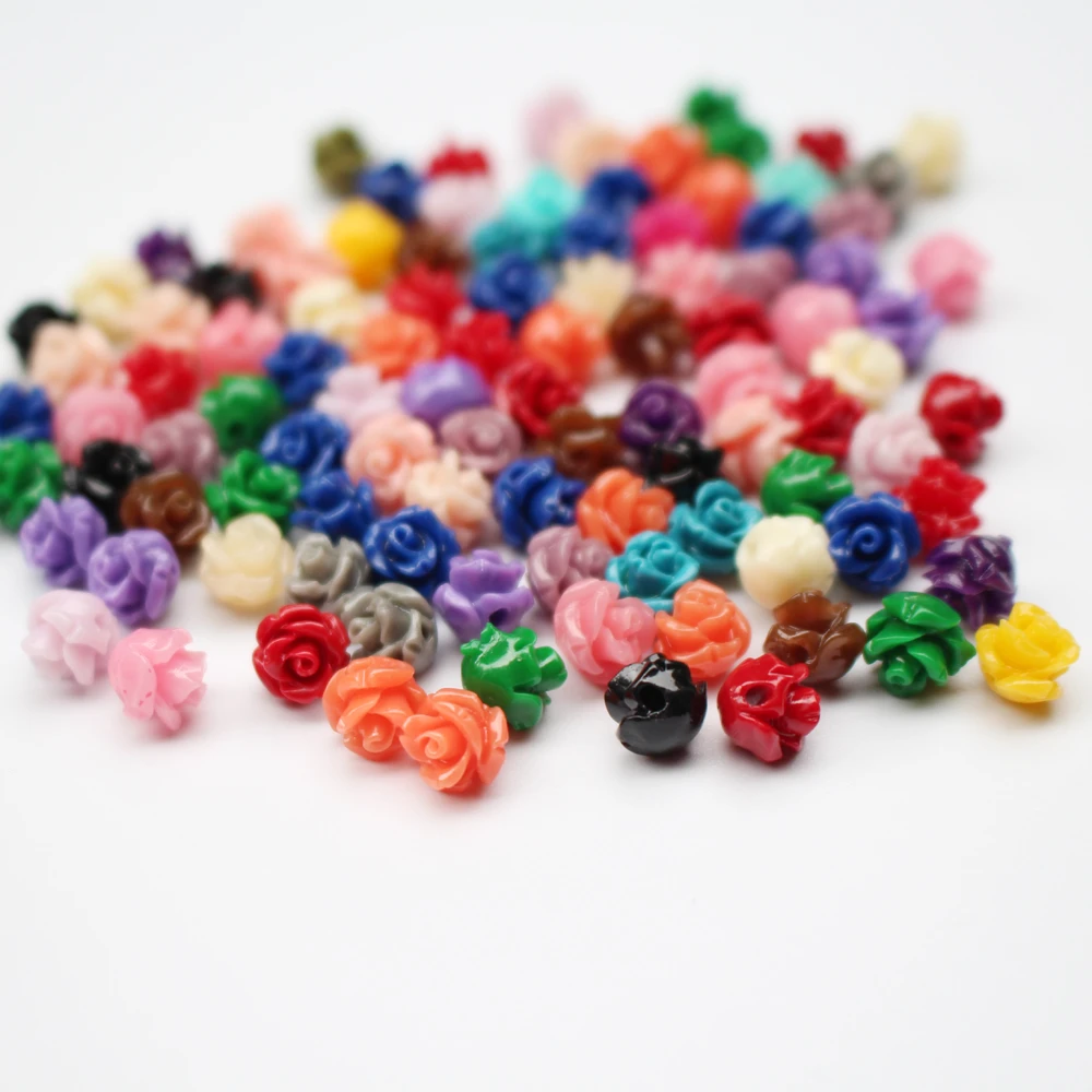 50pcs/Lot 6mm Artificial Coral Beads Cabochon Rose Multi-Color Fashion Beads  for Jewelry making DIY accessoires