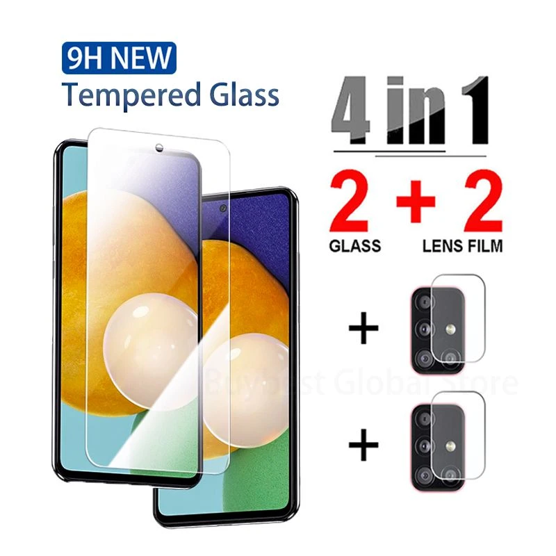 4in1 Tempered Glass for Samsung A52 A32 A72 A42 A12 5G Camera Lens Screen Protector for Samsung A21S A51 A71 A31 A41 A11 Glass