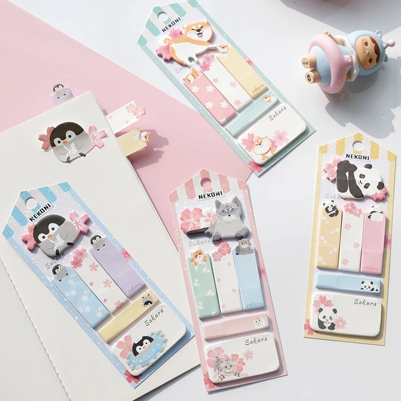 Penguin Happy Shiba Kawaii Cute Nekoni Memo Pad Sticky Notes Memo Notebook Stationery Papelaria Escolar School Supplies