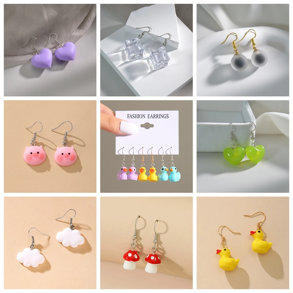 New Cute Duck White Cloud Stud Earrings Rainbow Delicate Clouds for Women Girls Ear Jewelry Wholesale Gifts Frog