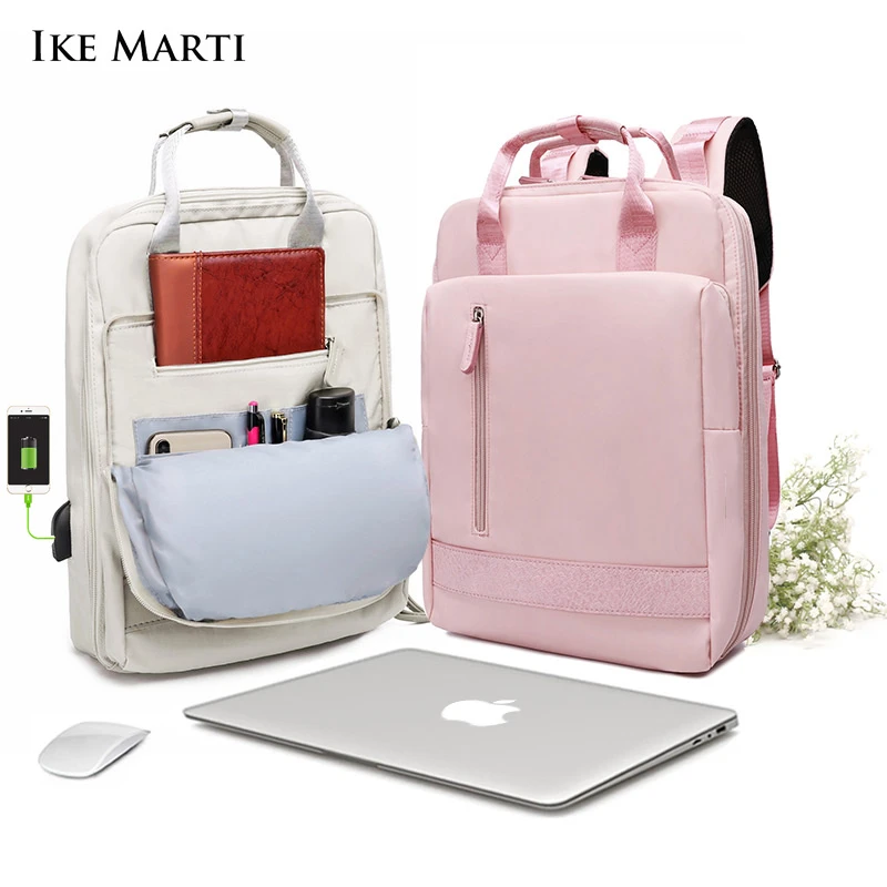 IKE MARTI Women Backpacks Daypack School Bag Girl Fashion Sac A Dos Femme 2021 Man Waterproof Charging 15.6 Inch Laptop Backpack