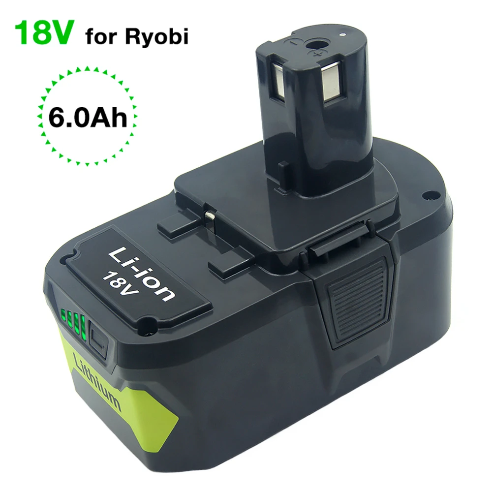 18V 6.0 Ah for Ryobi RB18L50 ONE+ Lithium-Ion Battery P108 RB18L40 RB18L25 RB18L15 P107 P122 P104 P105 with LED Indicator