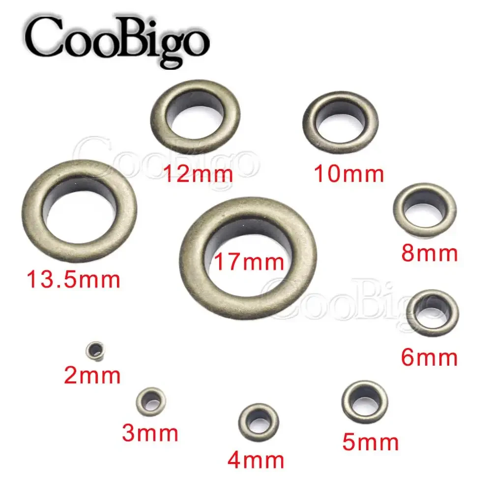 100sets Metal Eyelets and Grommets Bronze Brass Eyelets for Belt Clothes Shoes DIY Leathercraft Accessories