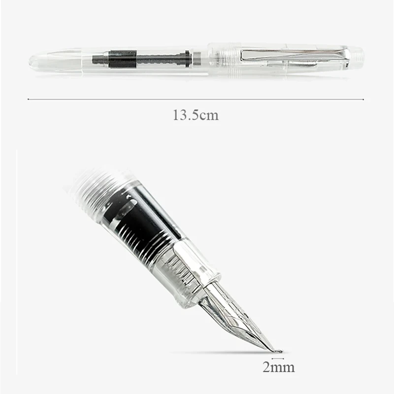 Cute Transparent Fountain Pen 0.5mm Calligraphy Pen Curved Nib Pen for Writing Office School Supplies Student Gift Stationery