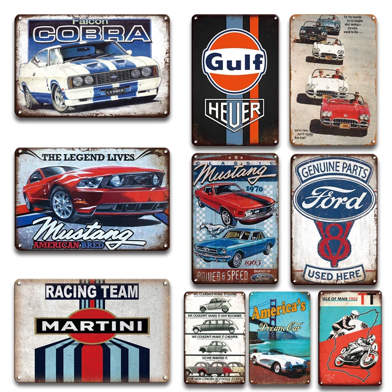 Muscle Car Vintage Metal Tin signs Home Garage Motel Wall Decorative Plates Retro Rusty Metal Plaque Creative Art wall Poster