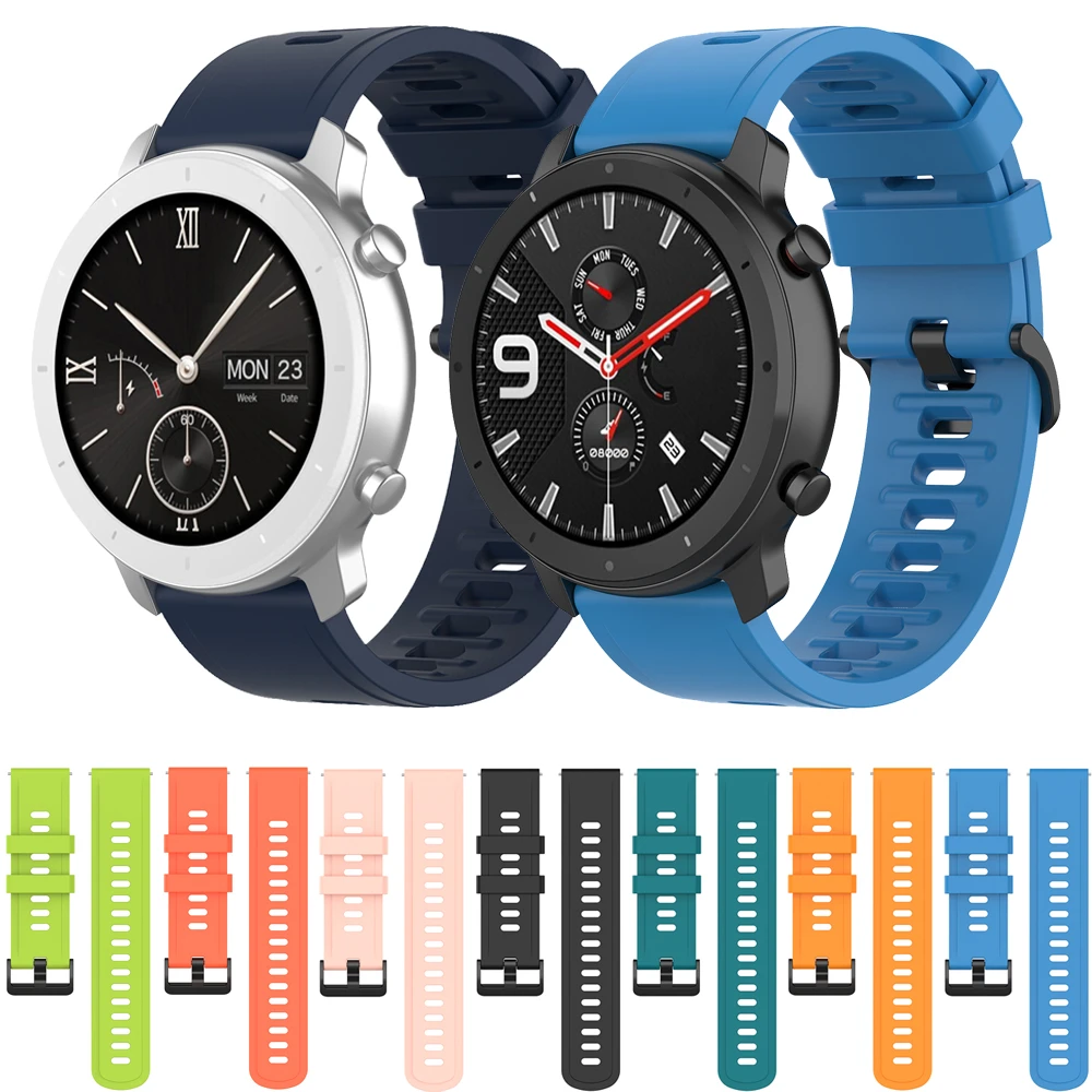 22mm 20mm Soft Silicone strap for Amazfit GTR 47mm 42mm Replace breathable strap for Amazfit GTS Samsung watch 3 Huawei GT2 band