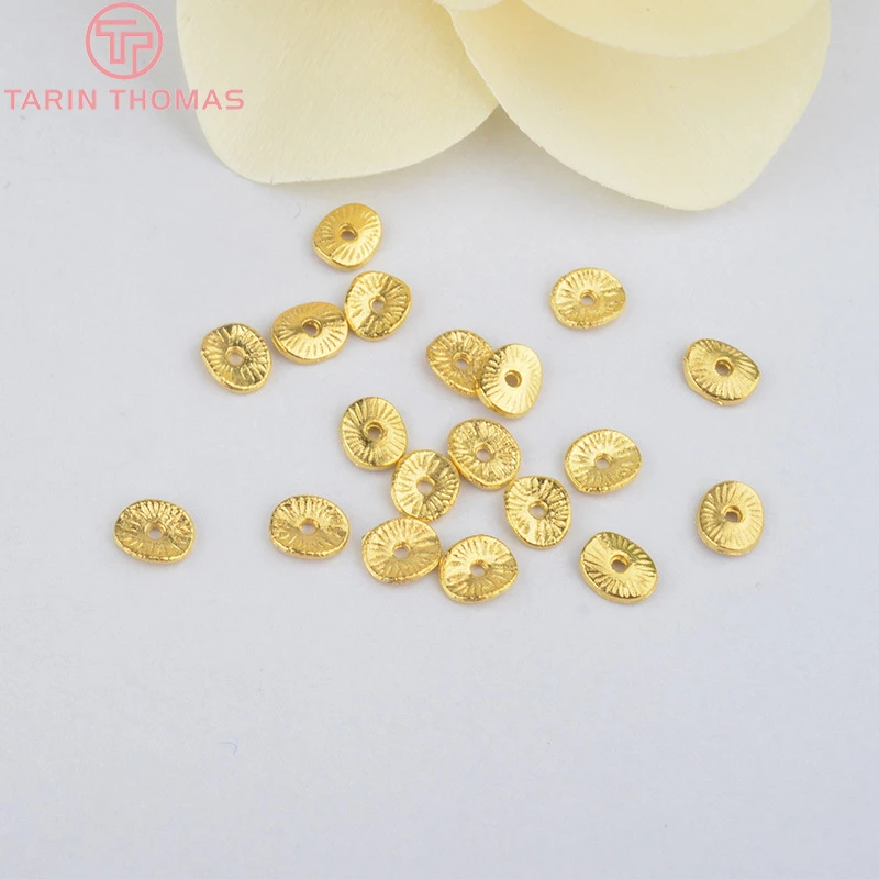 200PCS 6*5MM Zinc Alloy Gold Color Round or curved brushed disks Spacer Beads Diy Jewelry Findings Accessories