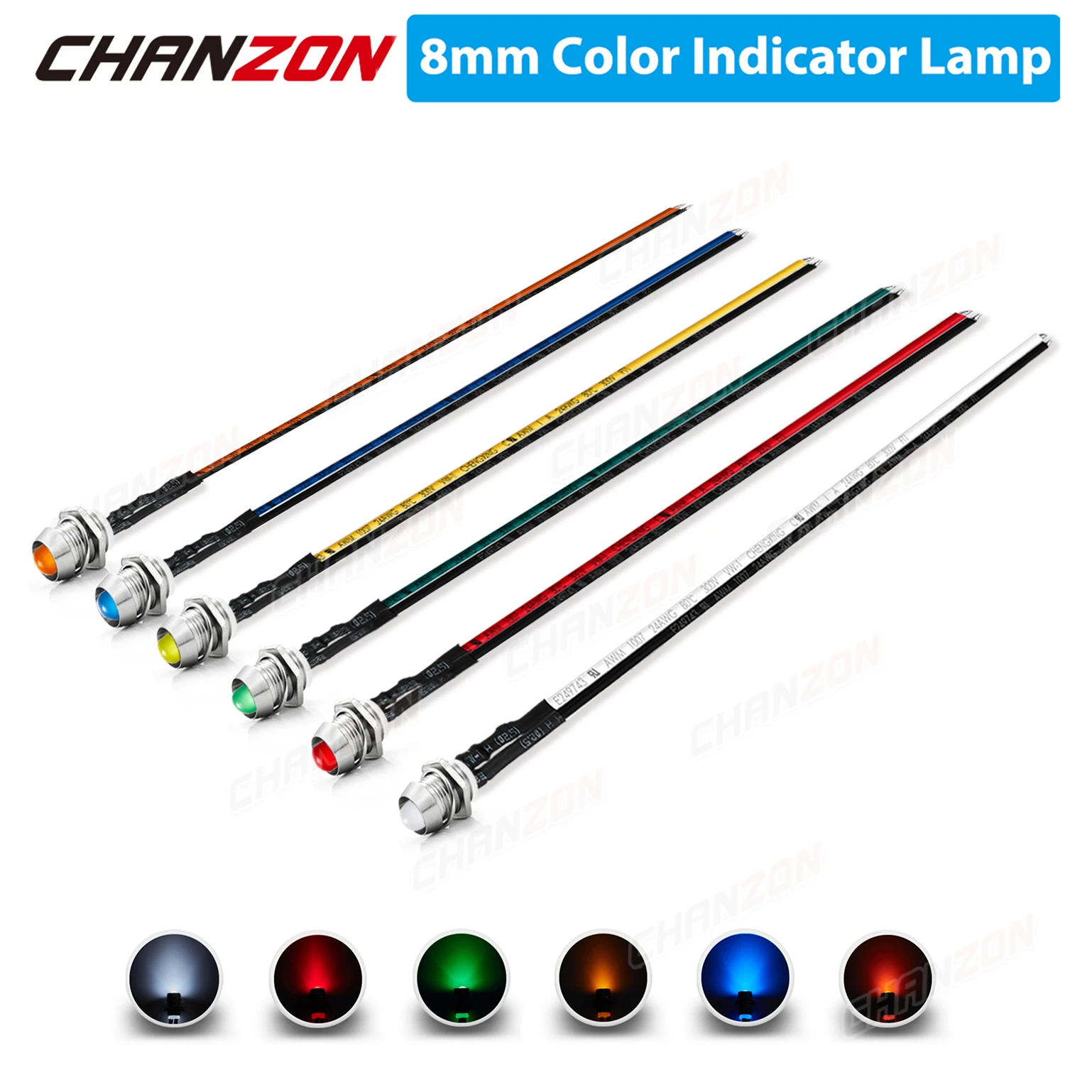 5mm Prewired LED Kit 12V Diffused Light Emitting Diode Indicator Lamp Bulb White Red Green Blue Yellow Orange With 8mm Holder