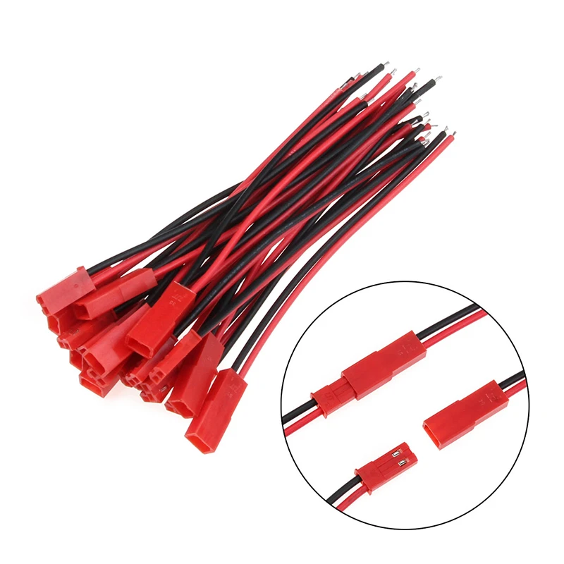 FS Hot 50 Pairs 10cm JST Connector Plug Cable Male+Female for RC Battery Free Shipping