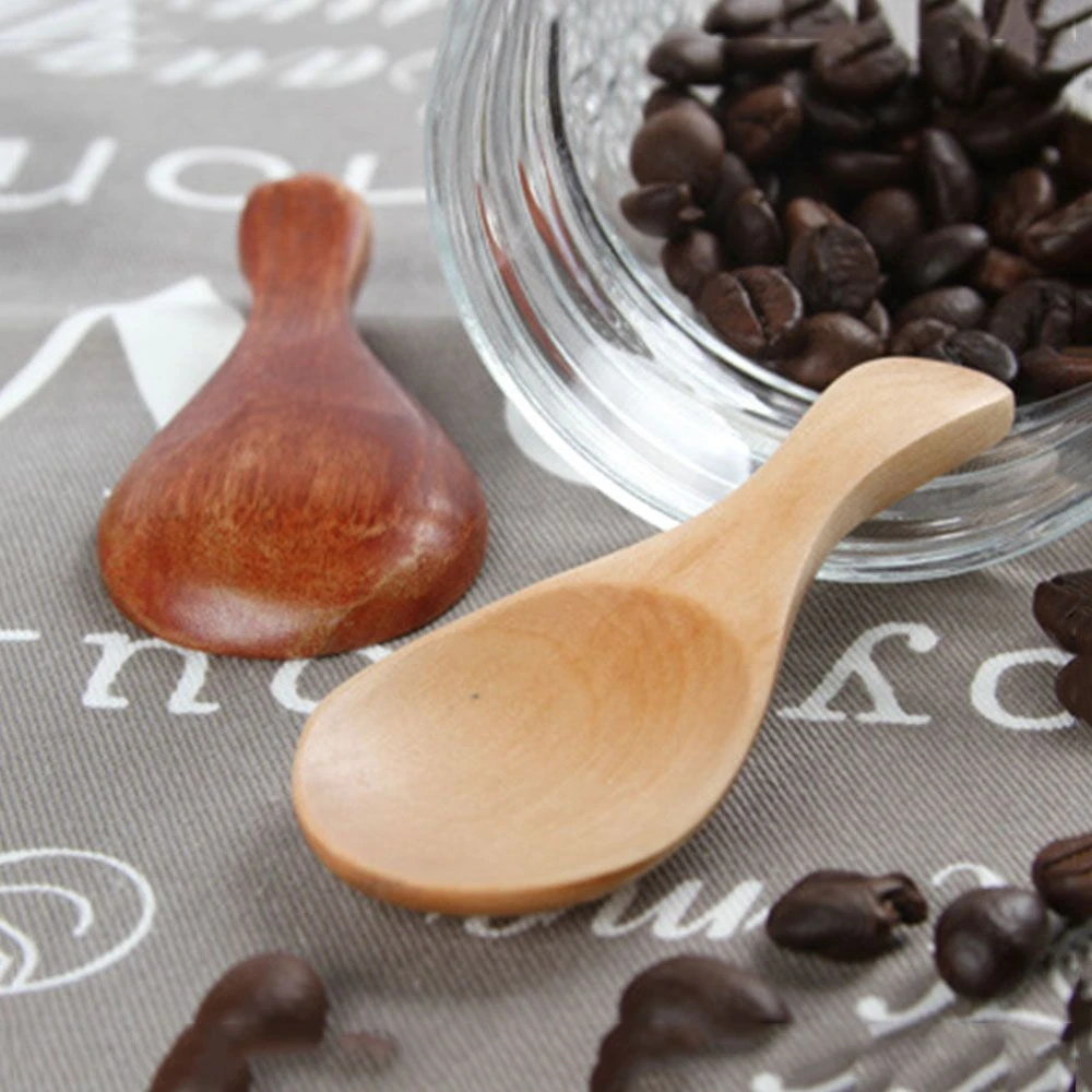 1/2Pcs Mini Wood Condiment Scoop Ice Cream Coffee Tea Small Sugar Spoon Salt Wood Spoons Cooking Tools Flatware Kitchen Gadgets