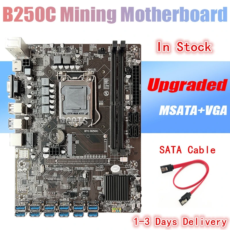 b250 motherboard btc Mining Motherboard 12XPCIE to USB3.0 Graphics Card Slot LGA1151 Supports DDR4 DIMM RAM Computer Motherboard