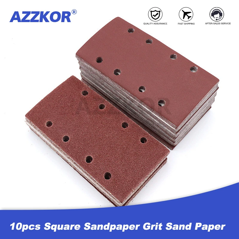Square Sandpaper Grit Flocking Sand Paper Special Shaped Disc Abrasive Stone Glass Grinder For Wood Polish Tools 93x185mm 10pcs
