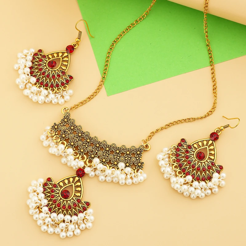 Rhinestone Earrings and Necklace Set of Ornaments Costume Jewelry Sets for Women Bijouterie Ethiopian turkish Jewelry Sets
