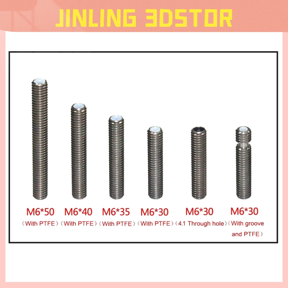Stainless Steel Throat Long M6 30mm 40mm Threaded For MK8 MK9 1.75mm Filament 3D Printers Parts Tube Full Metal Part 4.1