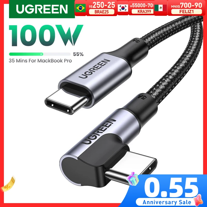 Ugreen USB Type C to USB C Cable for Samsung S9 S8 Plus PD 60W Fast Charge Quick Charge 4.0 USB-C Cable for Macbook Pro USB Cord