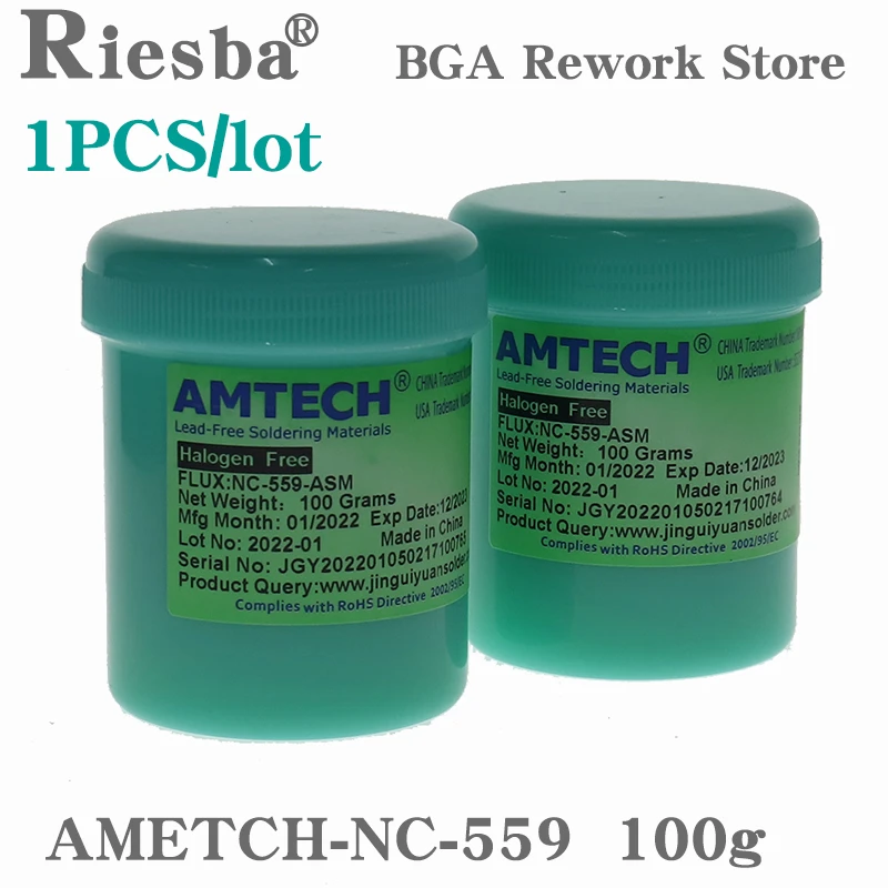 AMTECH NC-559-ASM 100g Lead-Free Solder Flux Paste For SMT BGA Reballing Soldering Welding Repair Tools No Clean 1pcs/2