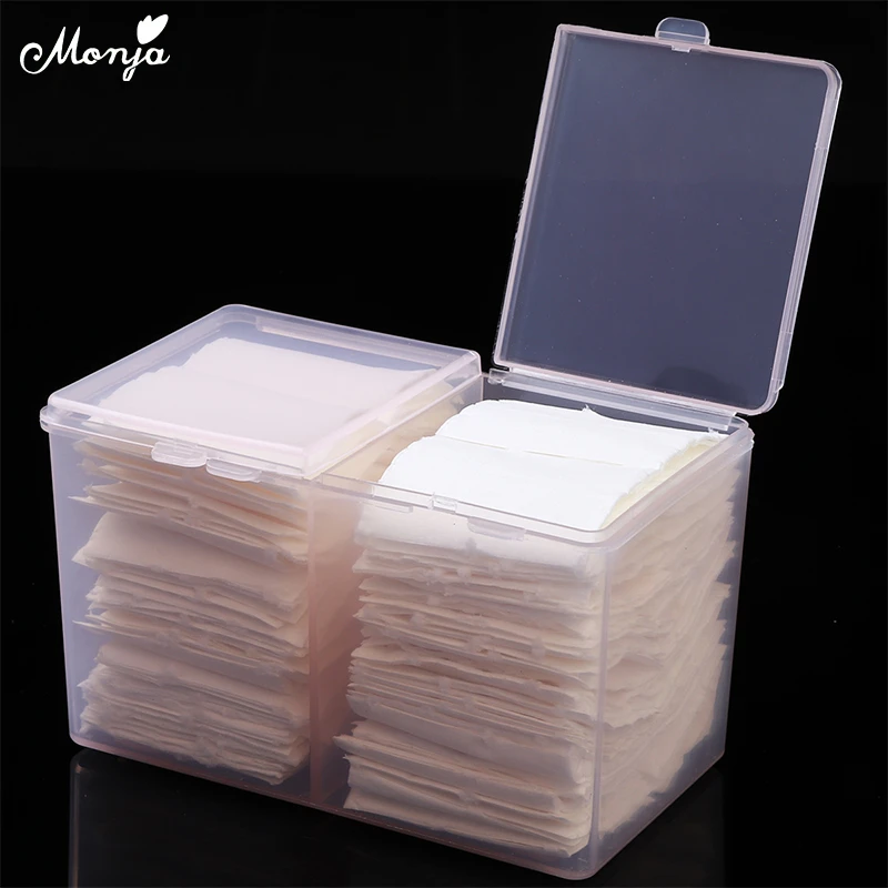 Monja Nail Art Plastic Clear Organizer Container Gel Polish Remover Cleaning Cotton Pad Swab Box Storage Case Accessories Tool