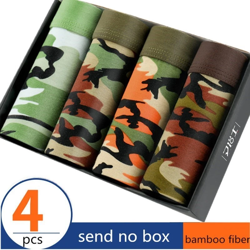 4 pieces Camo Men's Underwear Modal Men Boxer Shorts Plus Size Boxer Tide men camouflage Boxer Homme Cueca Underpants