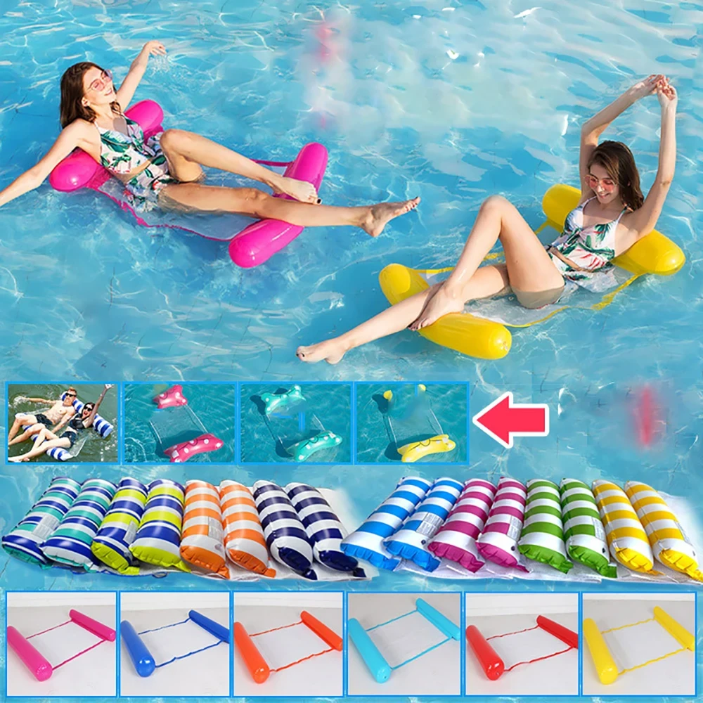 1Days Ship Outdoor Foldable Water Hammock Swimming Pool Inflatable Air Mattress Beach Lounger Floating Sleeping Bed Chair 2021
