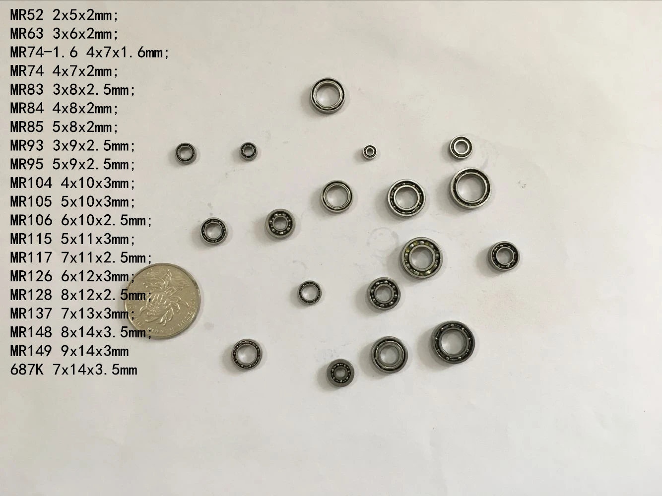 5pcs MR Series MR52 MR63 MR84 MR105 To MR149 Miniature Model Bearing Open Type Deep Groove Ball Bearings