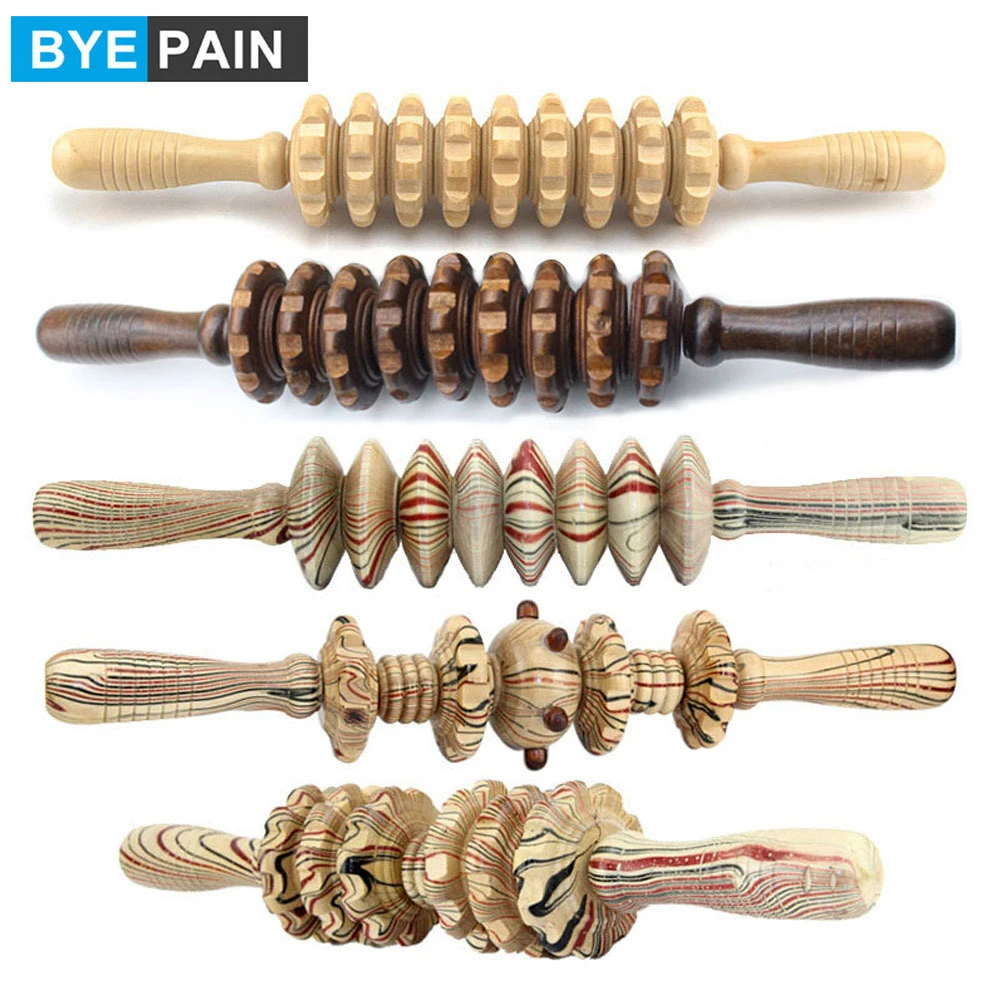 BYEPAIN Wooden Exercise Roller Sport Injury Gym Body Leg Trigger Point Muscle Roller Sticks Massager Health Care