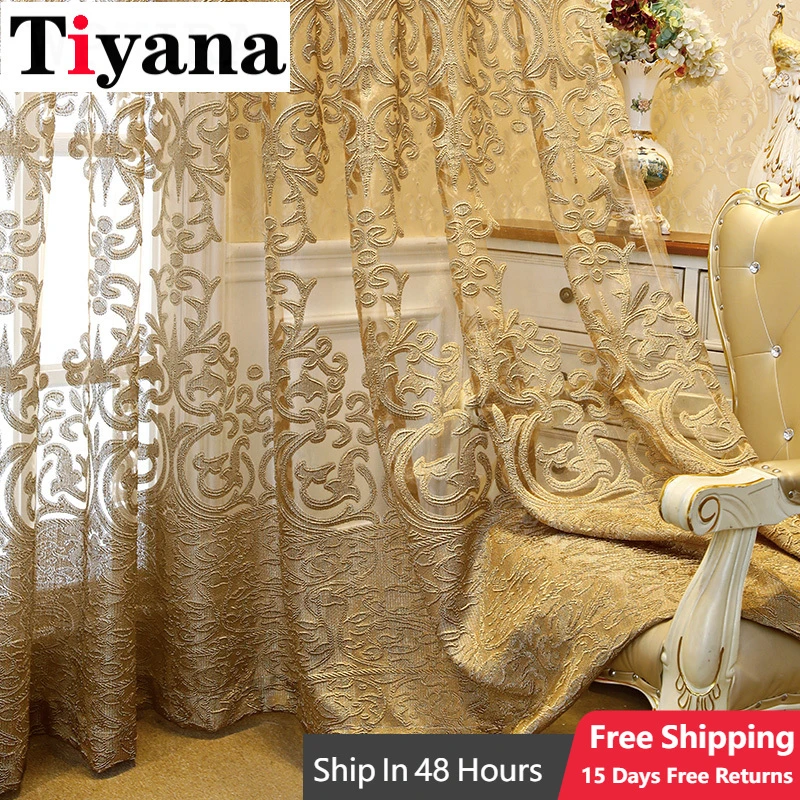 European Luxury Embroidered Hollow Curtain for Living Room Elgent Fabric for Bedroom French Windows Full Top Cortina Drape Y