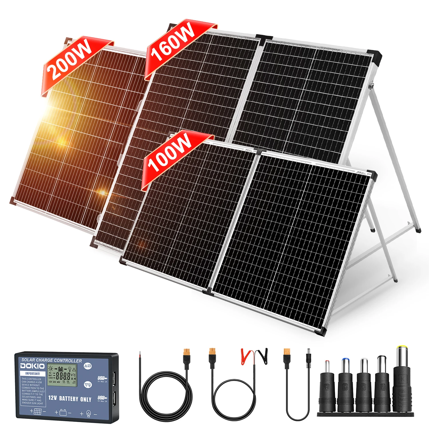 Dokio 100W 160W 200W Foldable Solar Panel China 10A/20A 12V Controller folding solar panel Cell/System Charger Solar Panel