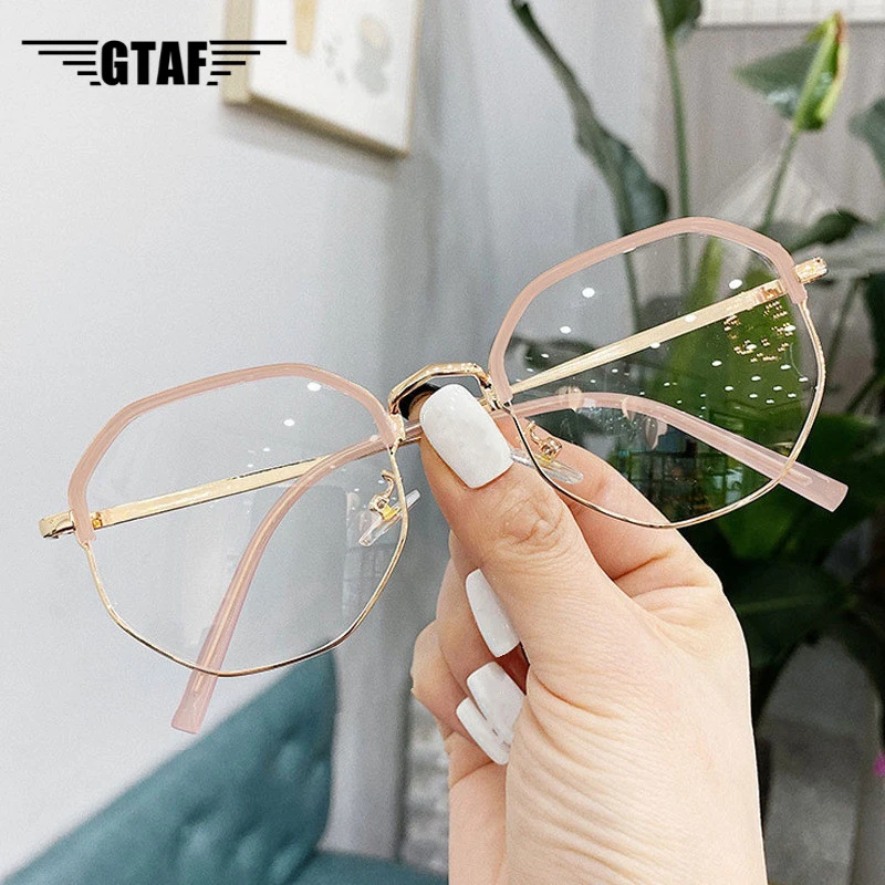 -1.0 to -6.0 Metal Anti-blue Myopia Glasses Women&Men Big Oversized Glasses Frame Nearsighted Prescription Glasses Diopter UV400