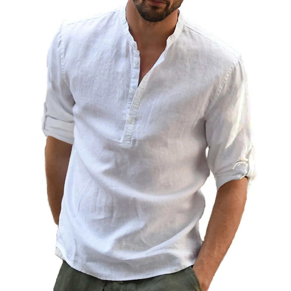 2021 KB New Men's Casual Blouse Cotton Linen Shirt Loose Tops Long Sleeve Tee Shirt Spring Autumn Casual Handsome Men Shirts