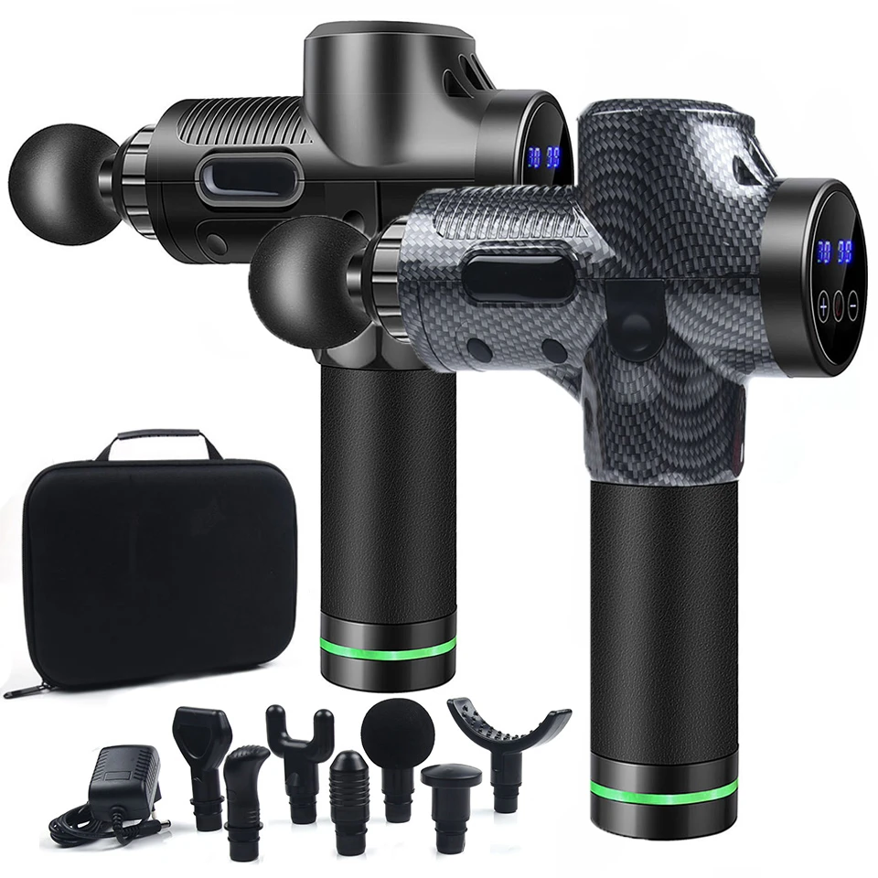 7 Heads Massage Gun LCD Display Fascia Gun Sport Therapy Deep Muscle Pain Exercising Relaxation Massager