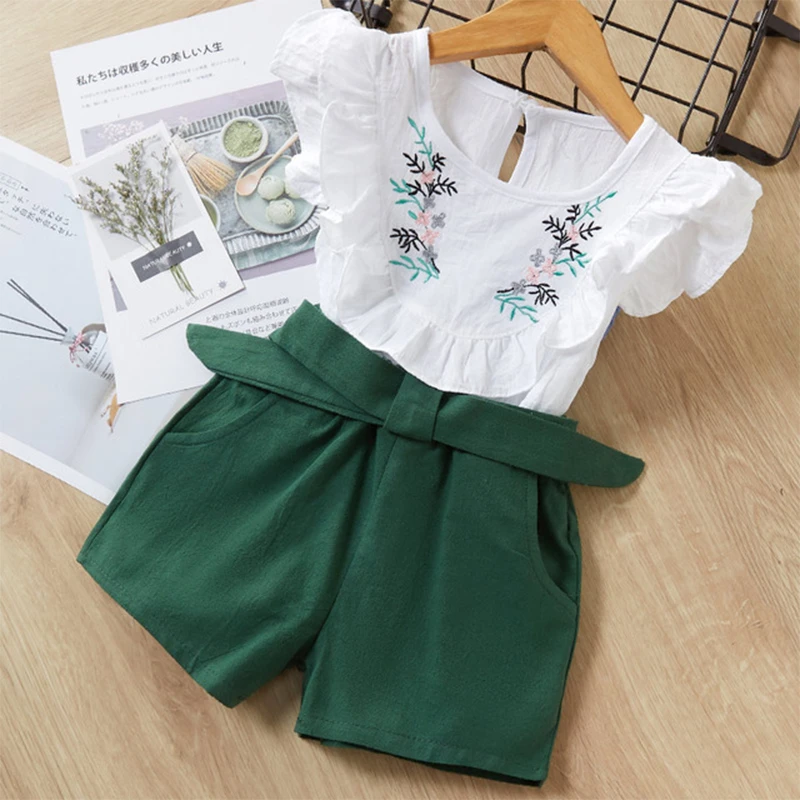 Melario Girls Clothing Sets 2021 New Summer Flower Printing Vest+Pants Fashion Kids Clothes Casual Clothing Sets for Children
