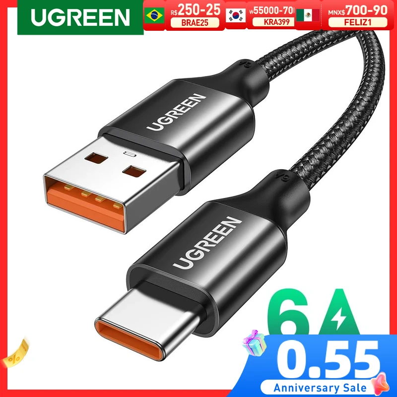 Ugreen 5A USB Type C Cable for Huawei P40 Pro Mate 30 P30 Pro Supercharge 40W Fast Charging USB-C Charger Cable for Phone Cord