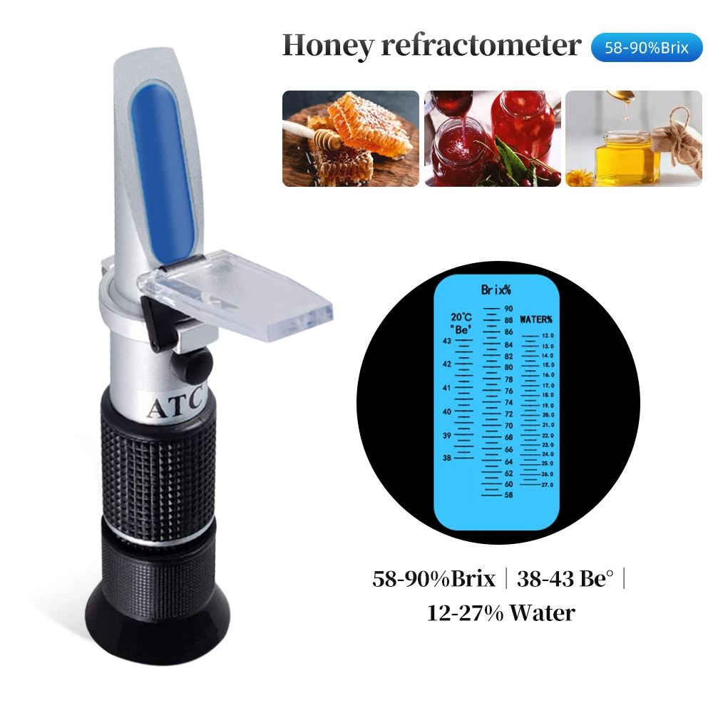 Handheld Refractometer honey Brix 58-92%(sugar content)Beekeeping Refraction honey concentration meter with ATC 20%off