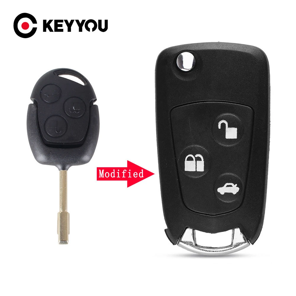 KEYYOU New For Ford Focus Mondeo 3 Buttons Remote Folding Key Flip Shell Case Uncut Blank Free shipping