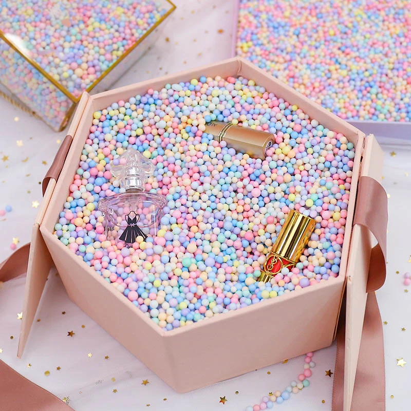 10g-100g Macarone color Foam Balls filler gift box filing Polystyrene bead DIY toy cand box gift boxes decoration accessiories