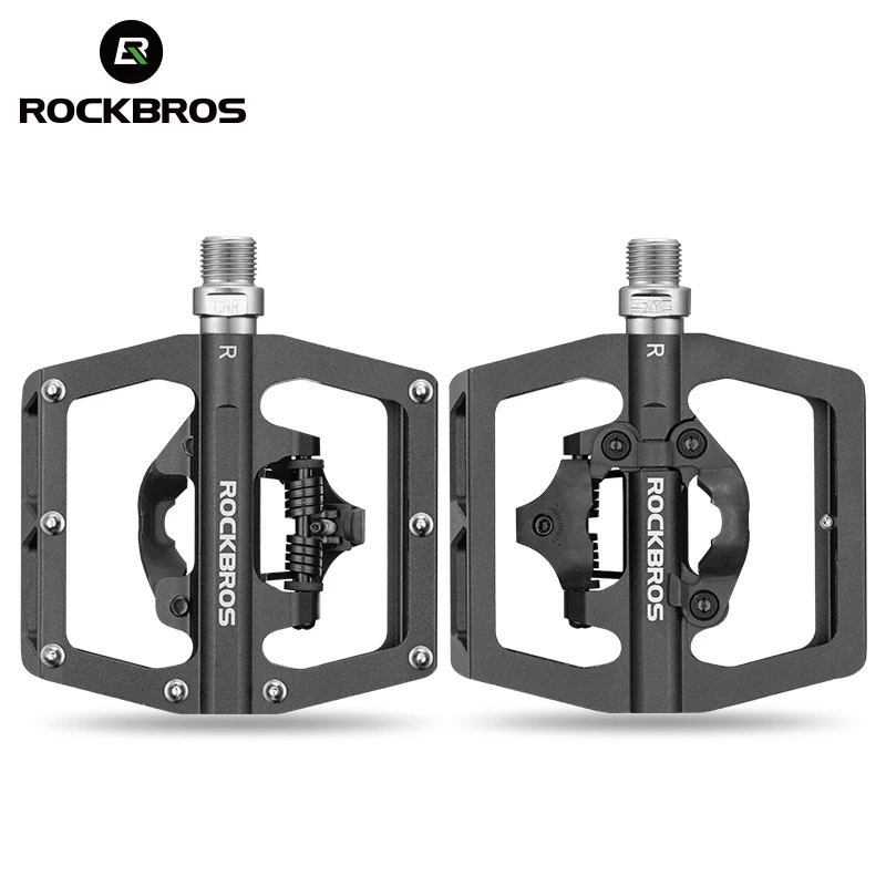 ROCKBROS 2 In 1 Bicycle Lock Pedal With Free Cleat For SPD System MTB Road Aluminum Anti-slip Sealed Bearing Lock Accessories