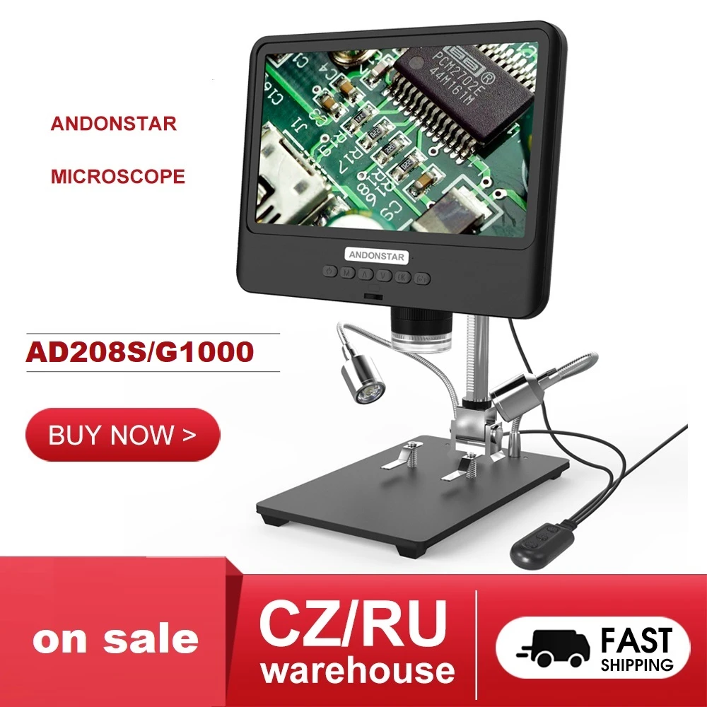 Andonstar Microscope AD208S/AD407 Digital Microscope for Soldering Electronics 8.5 Inch LCD Screen 5-1200X 1280 * 800 1080P