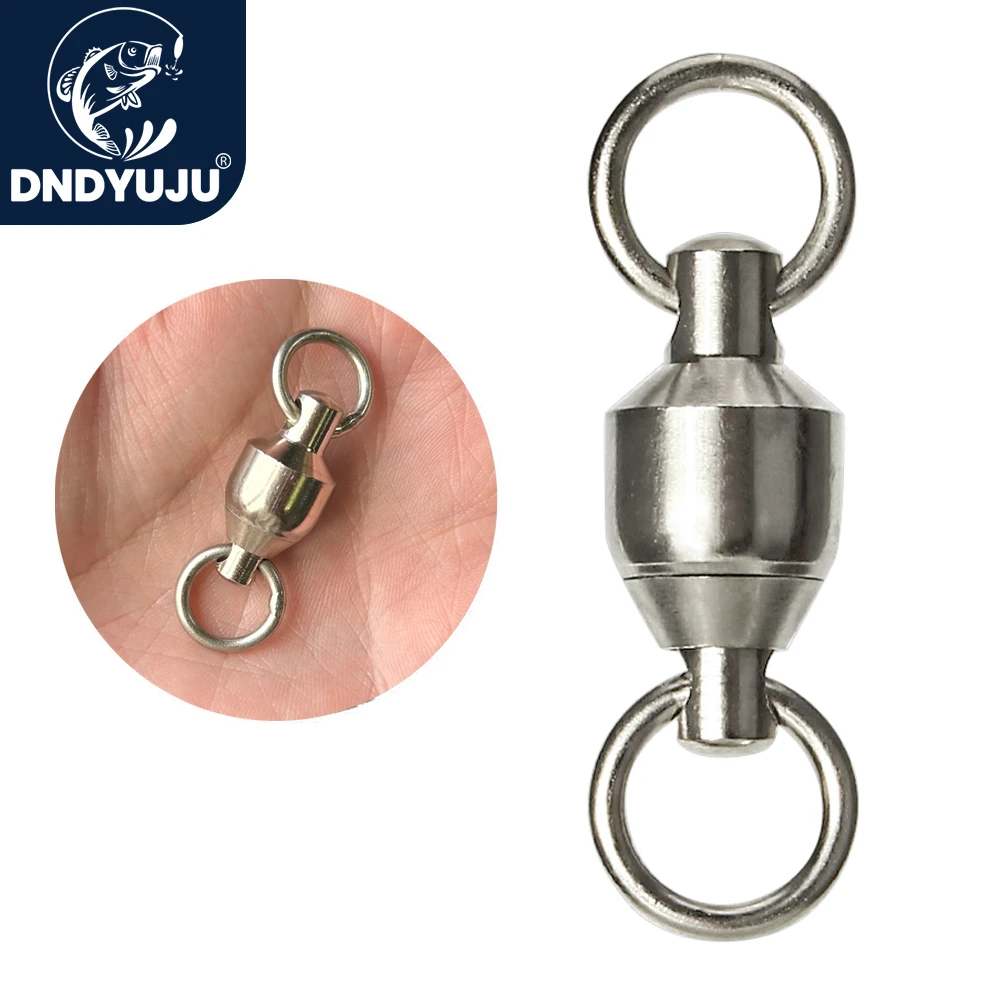 DNDYUJU 50/100pcs Heavy Duty Ball Bearing Fishing Connector Rolling Swivel Stainless Steel Solid Ring Fishing Accessories